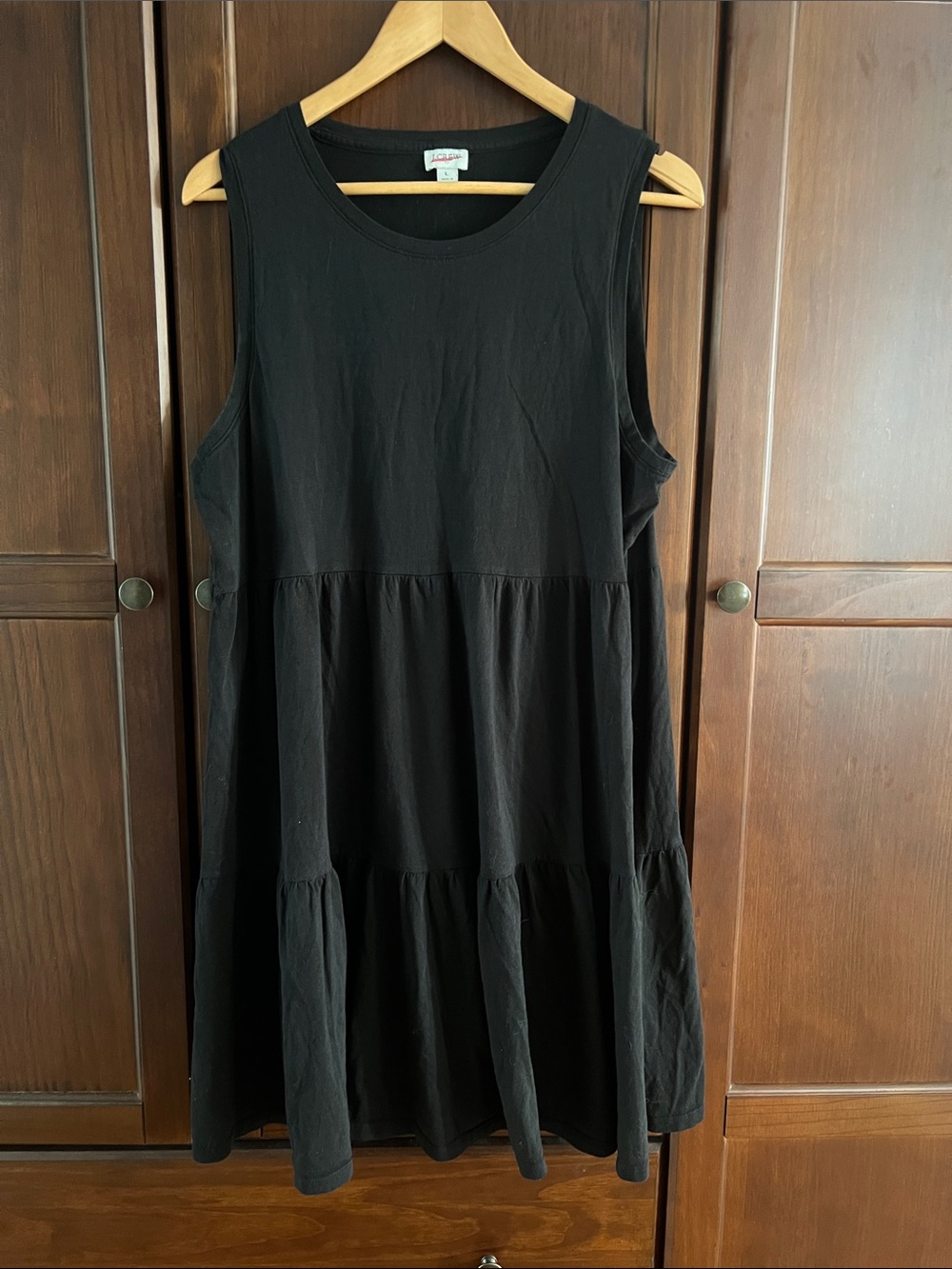 J.Crew Classic Black Sleeveless Knit Tiered Cotton Mini Dress Size L